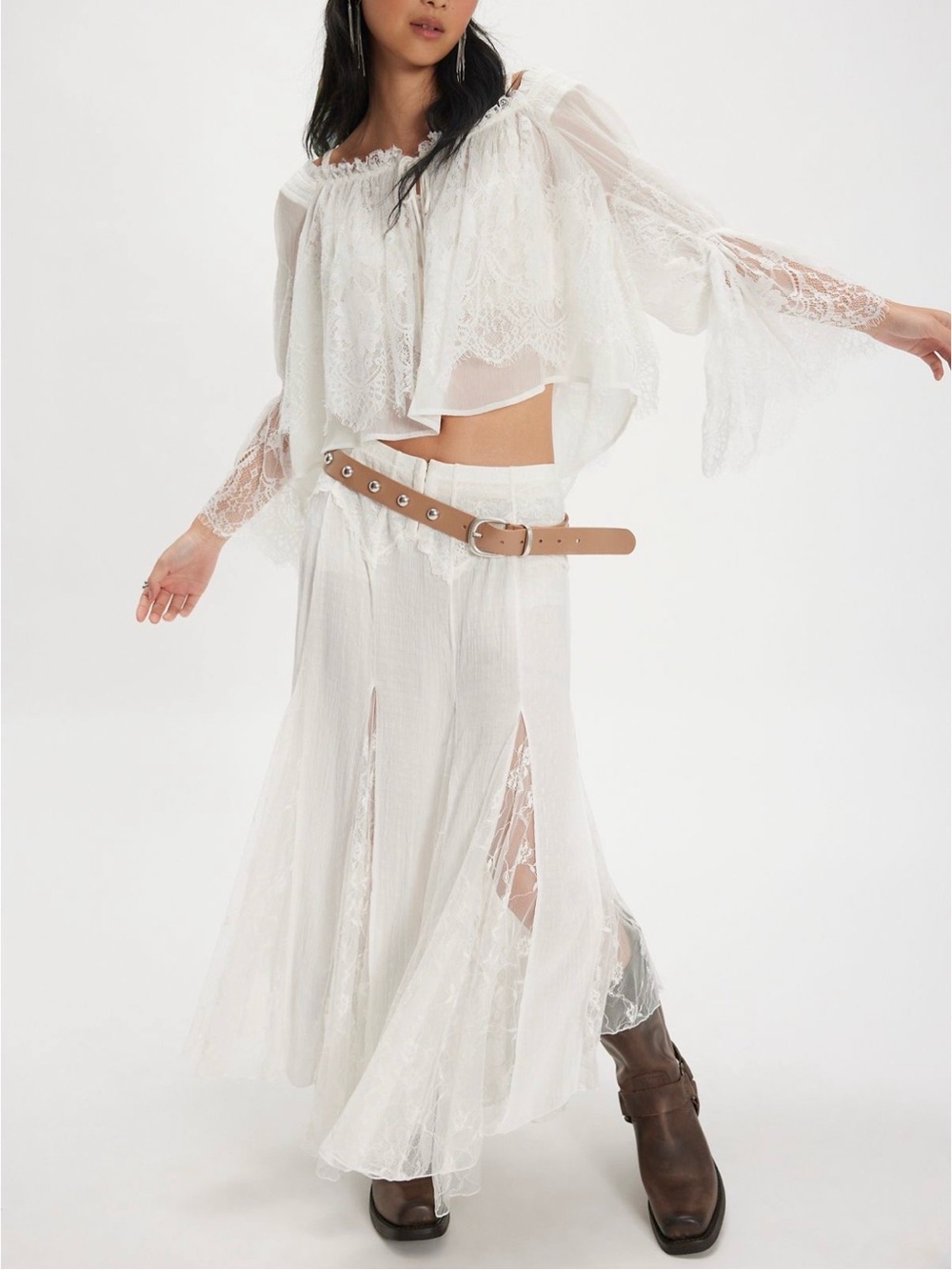 NWT Free People Nice To Meet You Maxi Slip in White Alyssum Size XL